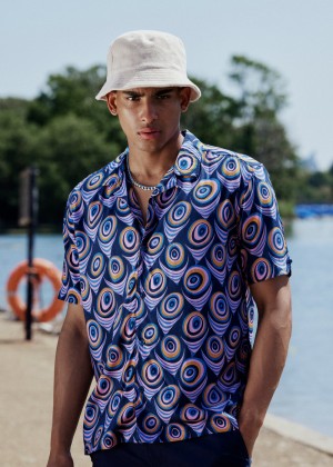 Ben Sherman B by Ben Sherman Psychedelic Print Shirts Purple | 245078-IOE