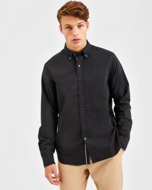 Ben Sherman Beatnik Oxford Garment Dye Shirts Black | 562349-JWU