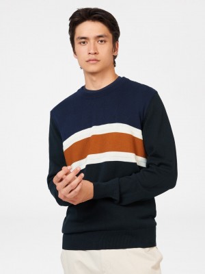 Ben Sherman Chest Stripe Crewneck Knitwear Black | 657842-DEM