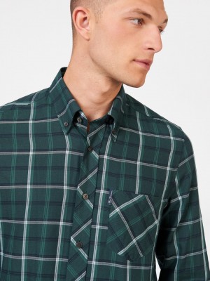 Ben Sherman Grid Check Shirts Green | 846513-XNT