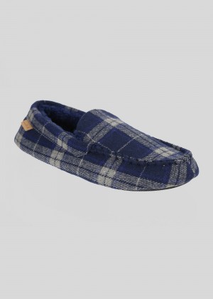 Ben Sherman Gritti Palace Check Moccasin Slipper Navy | 510864-ODN