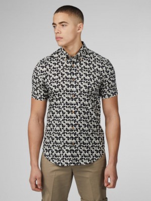 Ben Sherman Linear Shirts Black | 492763-TUY