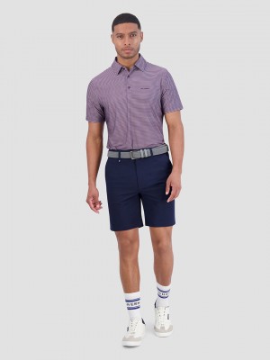 Ben Sherman Mini Stripes Tech Jersey Sports Fit Polo Shirts Purple | 579461-ZMR