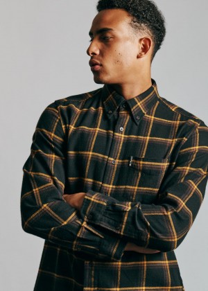 Ben Sherman Oversized Brushed Check Shirts Black | 054163-LAT