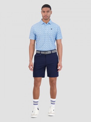 Ben Sherman Psychedelic Helmet Tech Jersey Sports Fit Polo Shirts Blue | 234190-UFY