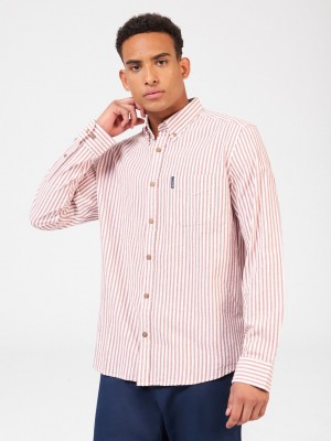 Ben Sherman Recycled Cotton Oxford Stripe Shirts Orange | 985360-BIS