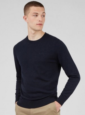 Ben Sherman Signature Crewneck Knitwear Navy | 769241-BGJ