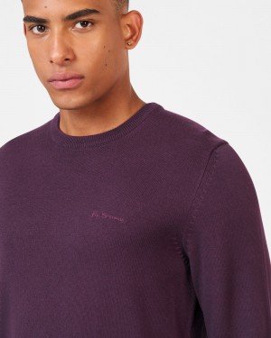 Ben Sherman Signature Crewneck Knitwear Purple | 621548-LBH