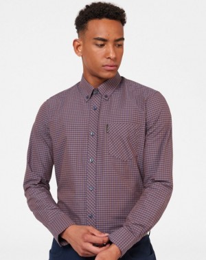 Ben Sherman Signature Gingham Long-Sleeve Shirts Purple | 081793-TGO