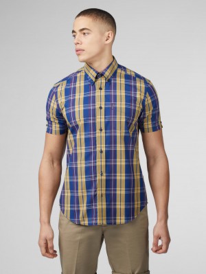 Ben Sherman Signature Irregular Check Shirts Blue | 297631-FBN