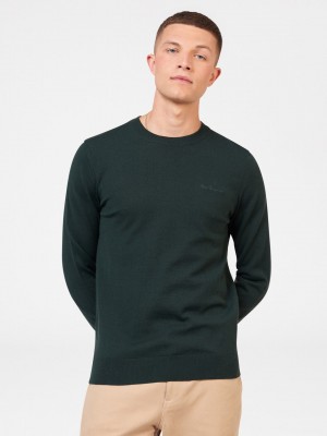 Ben Sherman Signature Merino Crewneck Knitwear Dark Green | 120894-ZDL