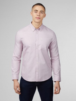 Ben Sherman Signature Oxford Long Sleeve Shirts Purple | 768140-ZRX