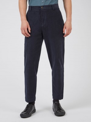 Ben Sherman Tapered Corduroy Pants Black | 546280-GEQ