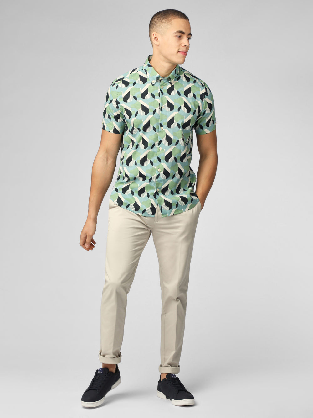 Ben Sherman Art Deco Shirts Green | 567948-KJQ