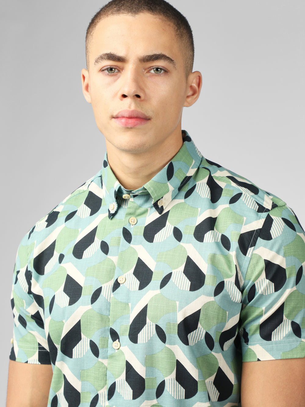 Ben Sherman Art Deco Shirts Green | 567948-KJQ