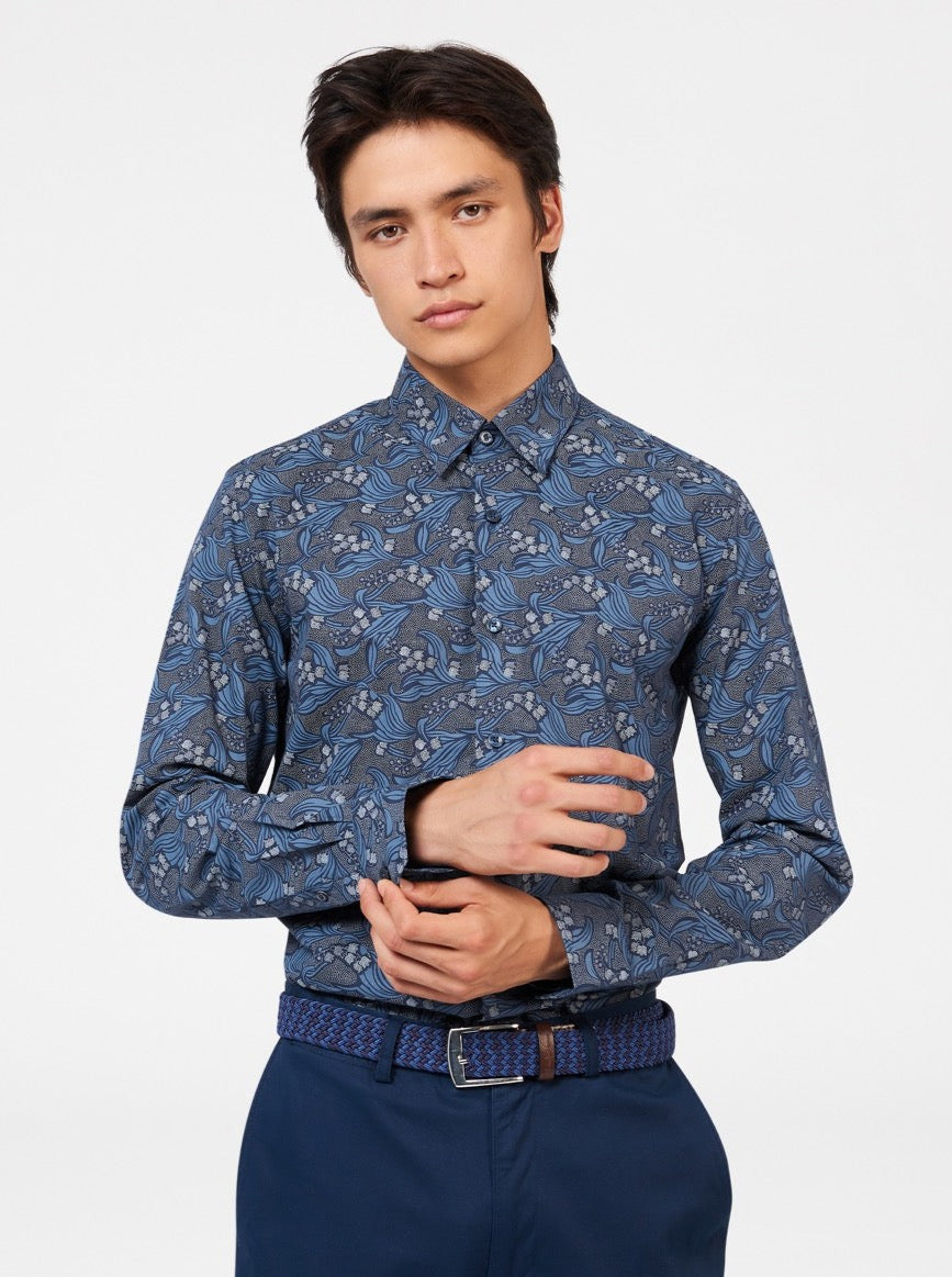 Ben Sherman Art Nouveau Floral Shirts Navy | 428790-PQR