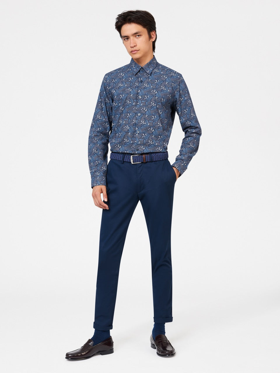 Ben Sherman Art Nouveau Floral Shirts Navy | 428790-PQR