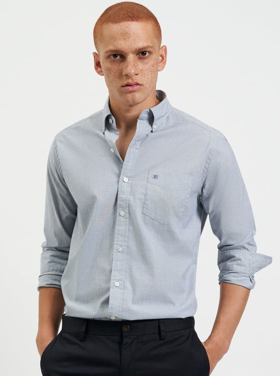 Ben Sherman Beatnik Wash Long-Sleeve Shirts Navy | 704235-SJF