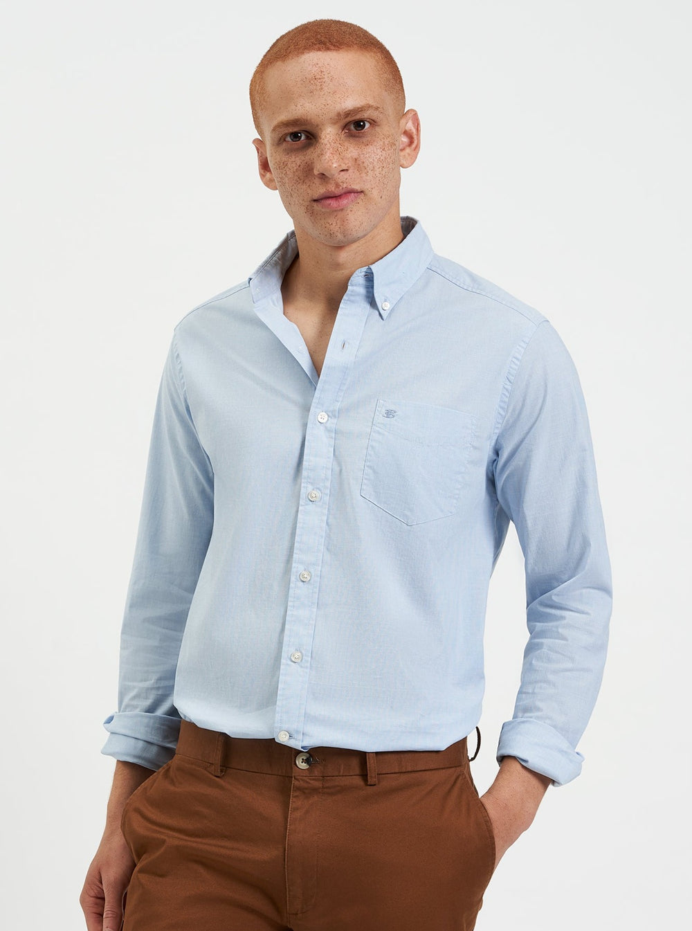 Ben Sherman Beatnik Wash Long-Sleeve Shirts Blue | 425783-DKL