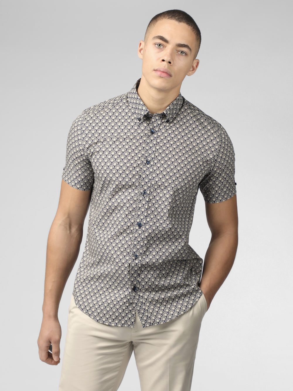 Ben Sherman Block Geo Shirts Grey | 205389-AVI