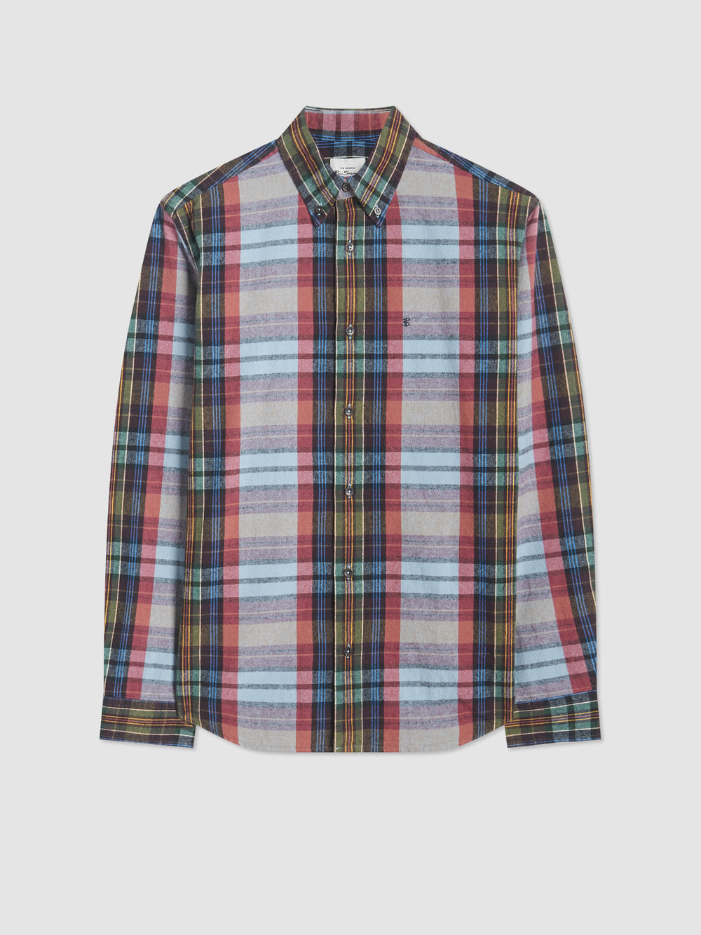 Ben Sherman Brushed Multicolour Check Oxford Shirts Blue | 801364-BWT