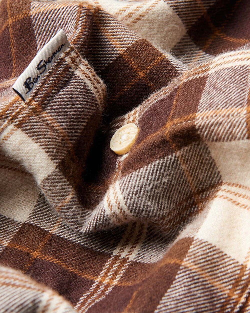 Ben Sherman Brushed Plain Check Shirts Chocolate | 092785-PWX