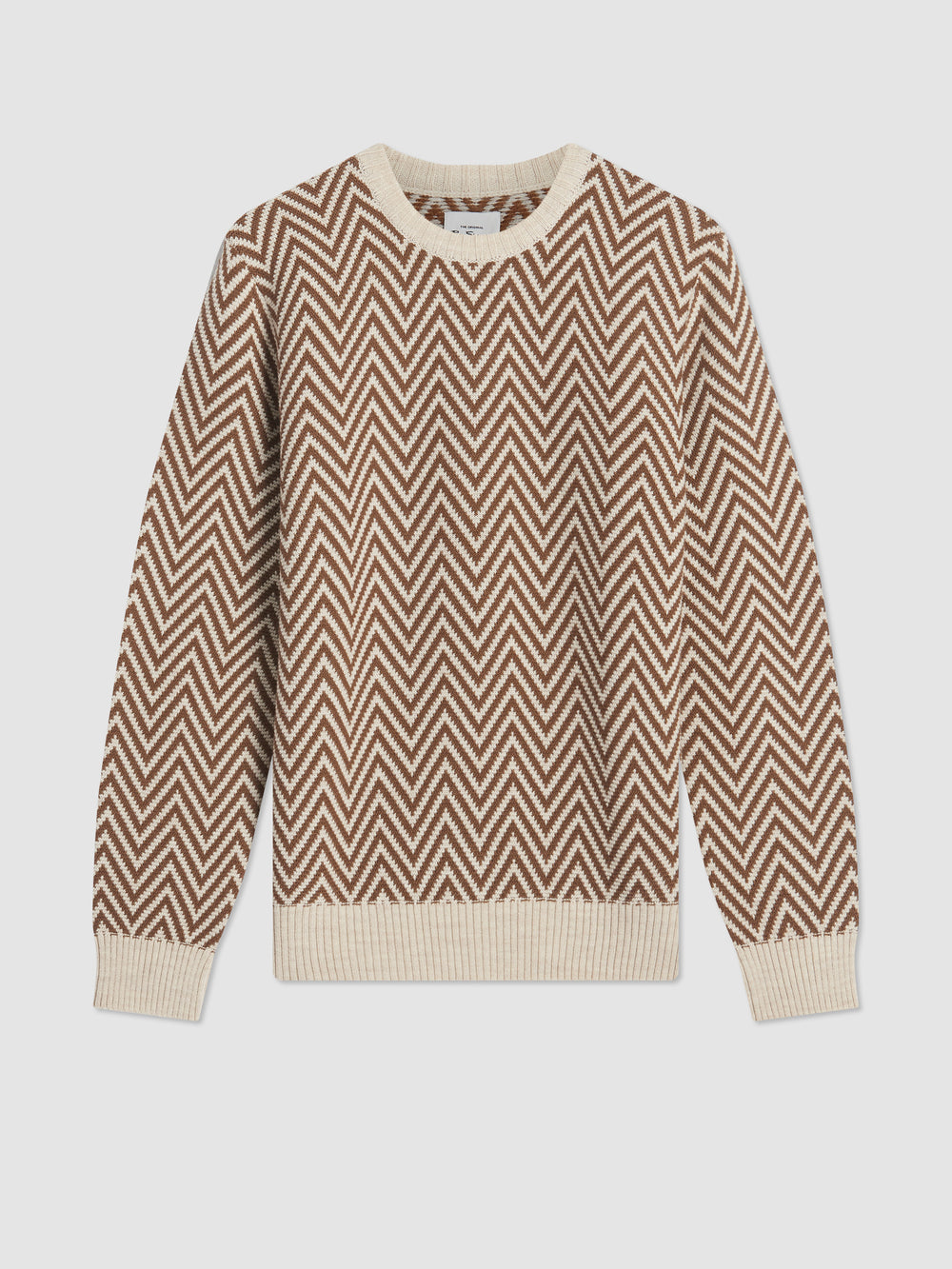 Ben Sherman Chevron Jacquard Crewneck Knitwear White | 814753-UGR