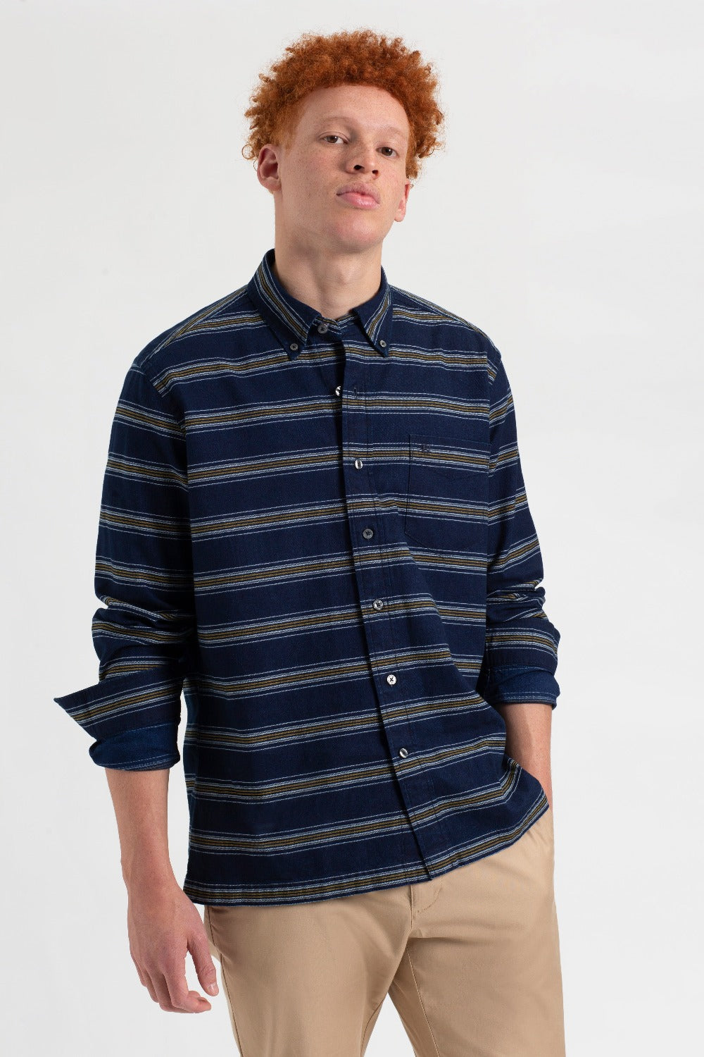 Ben Sherman Dalston Blues Long Sleeve Indigo Stripe Shirts Indigo | 534029-KAT