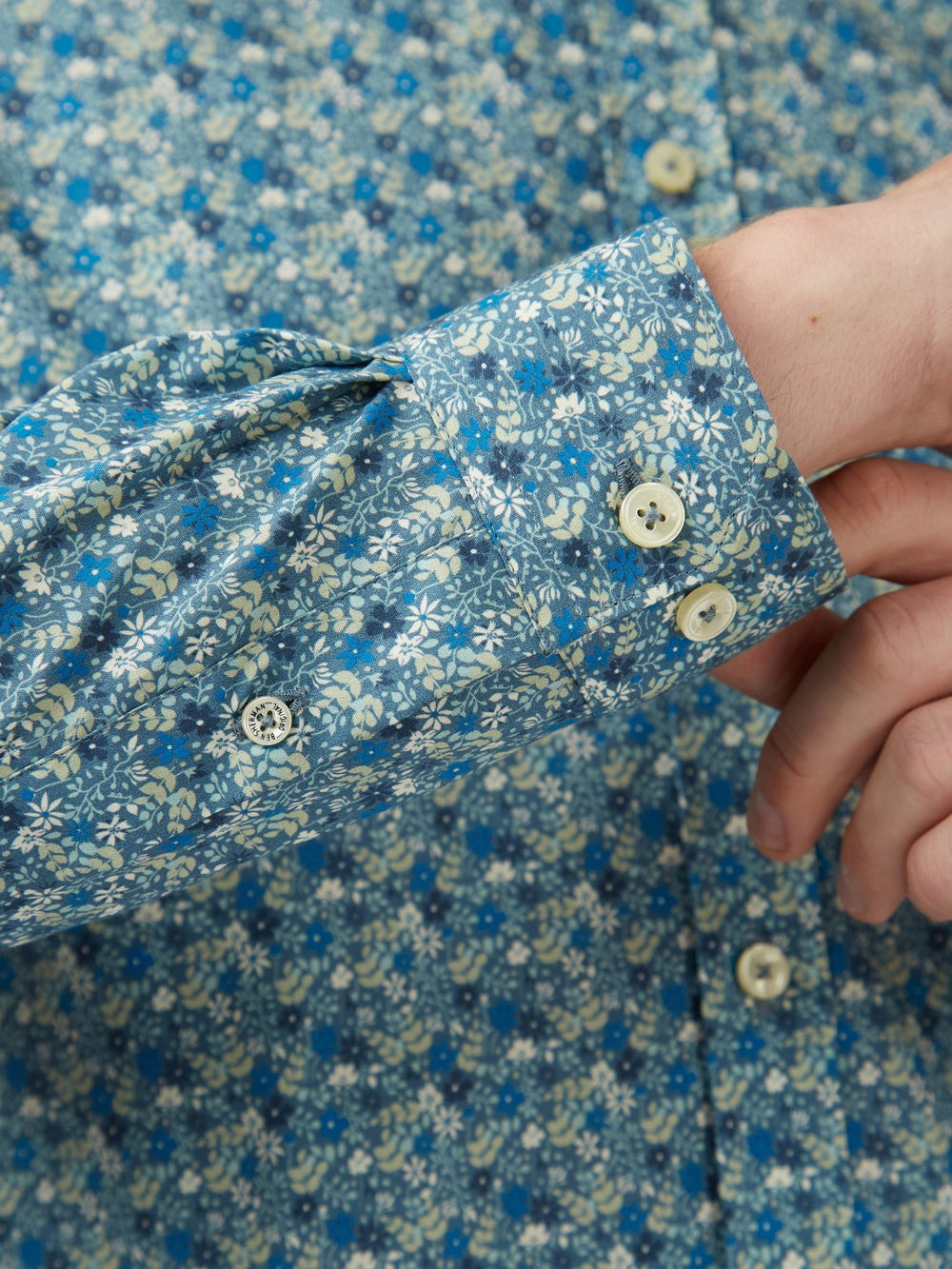 Ben Sherman Floral Print Long-Sleeve Shirts Blue Grey | 395127-XUA