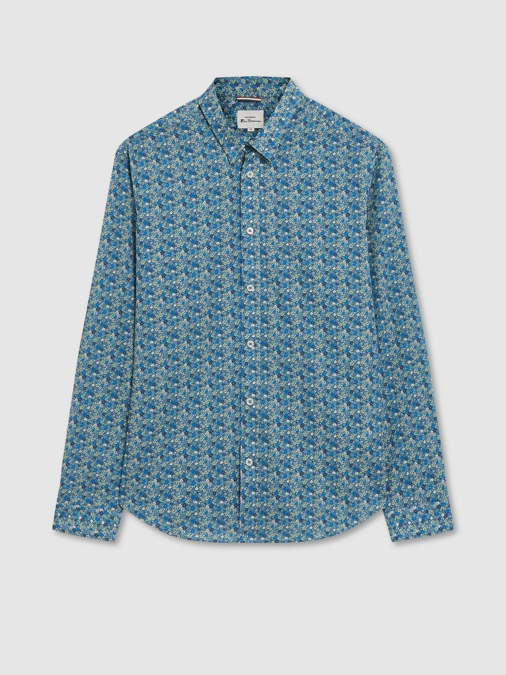 Ben Sherman Floral Print Long-Sleeve Shirts Blue Grey | 395127-XUA