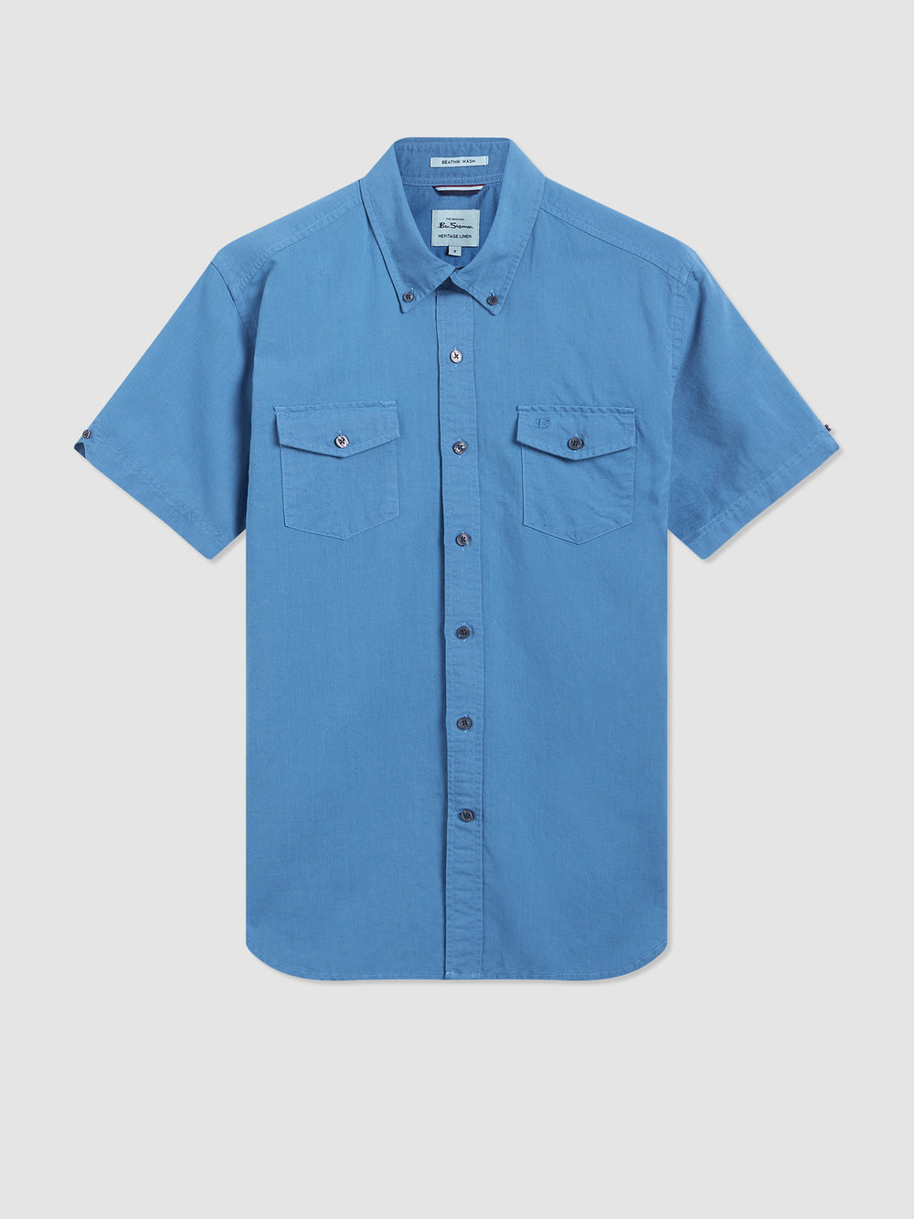 Ben Sherman Garment Dye Linen Shirts Blue | 521837-CTZ