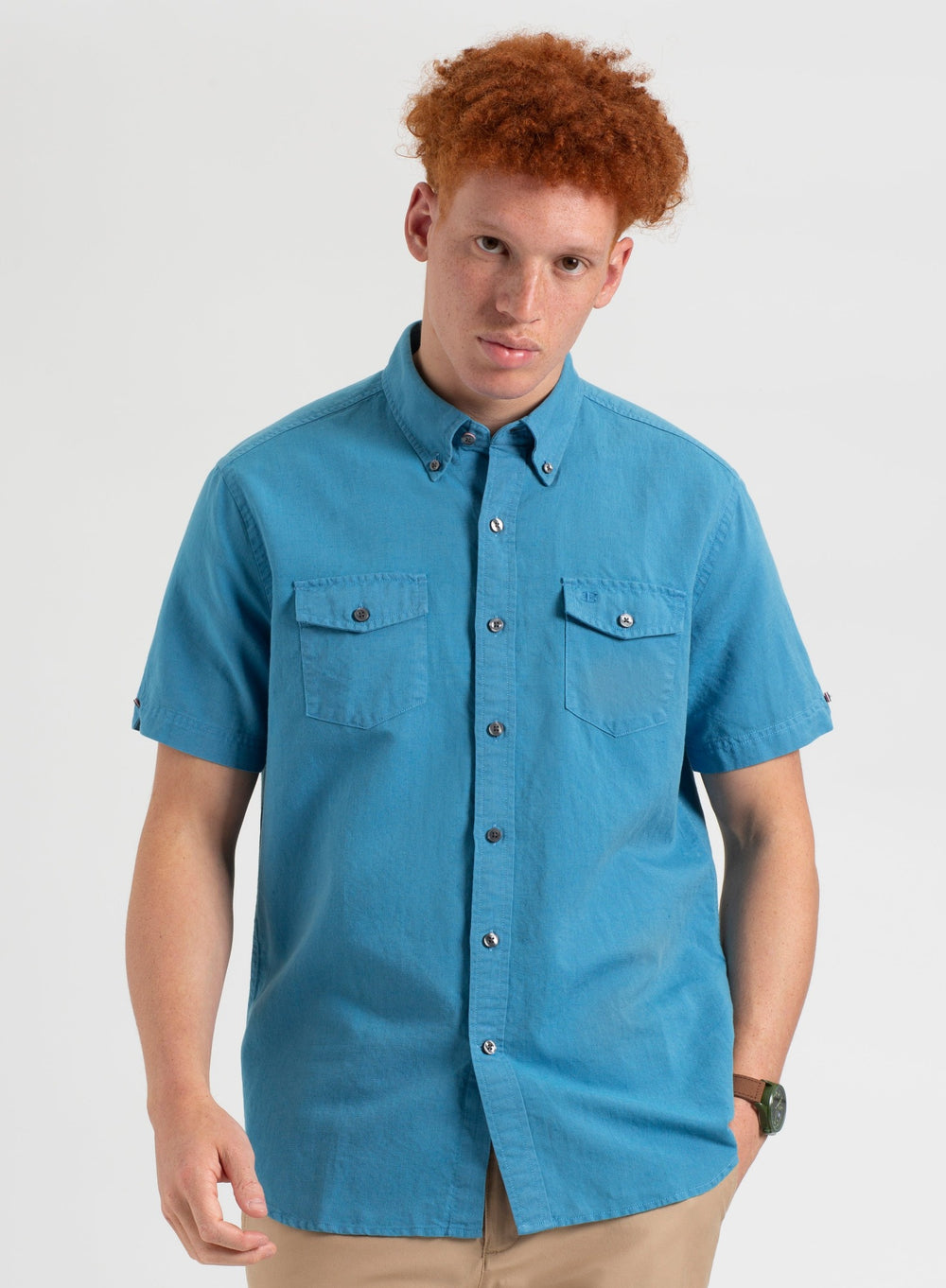 Ben Sherman Garment Dye Linen Shirts Blue | 521837-CTZ