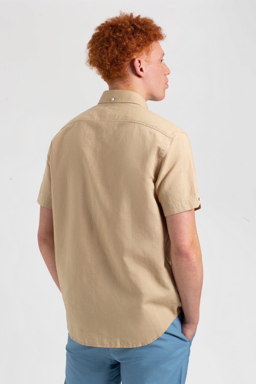 Ben Sherman Garment Dye Linen Shirts Brown | 081645-JKC