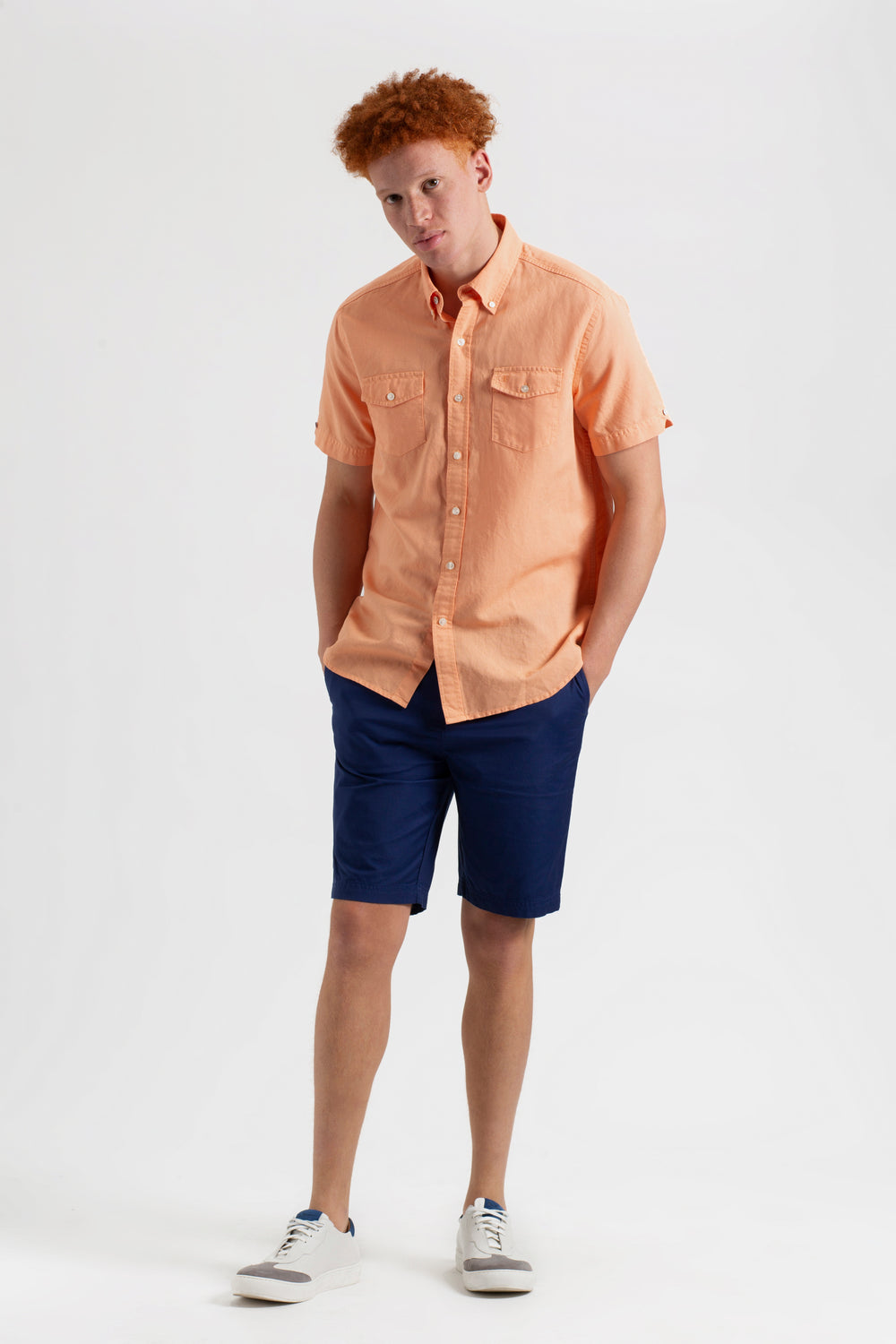 Ben Sherman Garment Dye Linen Shirts Orange | 369140-AHU