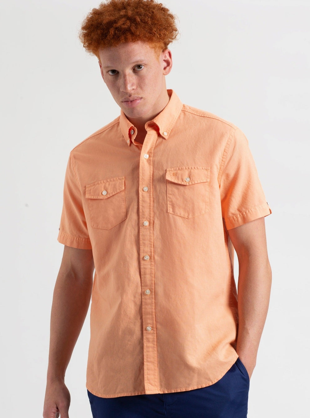 Ben Sherman Garment Dye Linen Shirts Orange | 369140-AHU