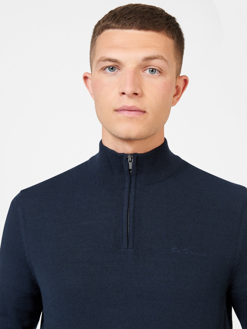 Ben Sherman Merino Half-Zip Knitwear Navy | 461579-CAS