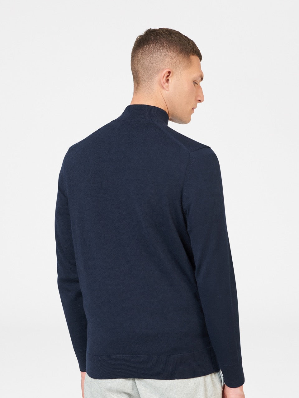 Ben Sherman Merino Half-Zip Knitwear Navy | 461579-CAS