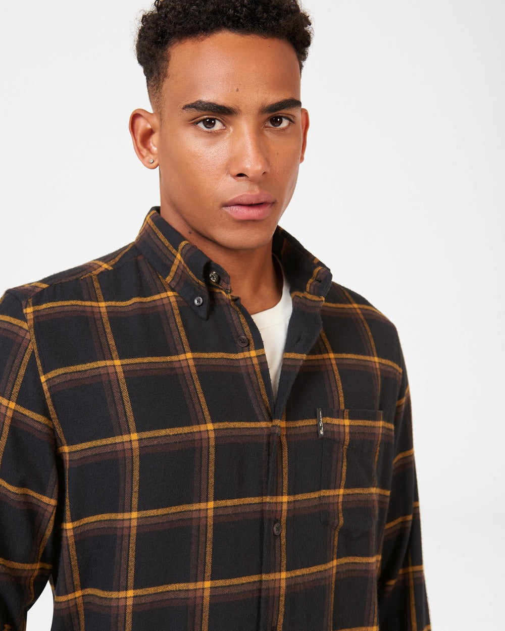 Ben Sherman Oversized Brushed Check Shirts Black | 054163-LAT