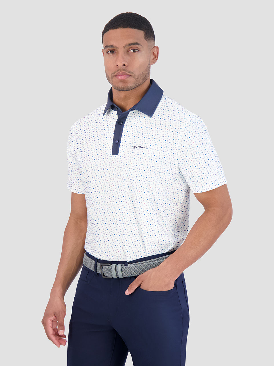 Ben Sherman Polka Dots Tech Jersey Sports Fit Polo Shirts White | 598317-CRK