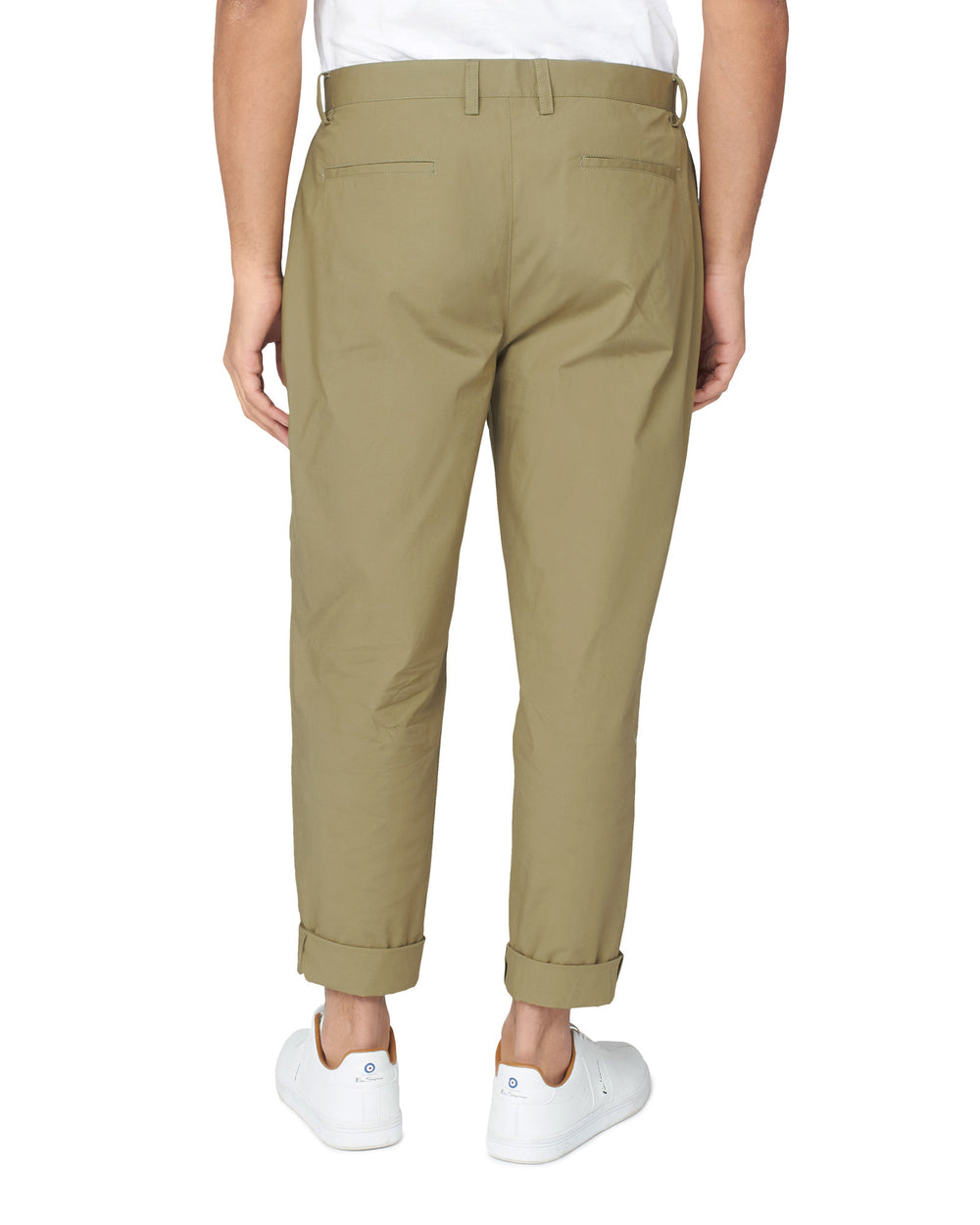 Ben Sherman Poplin Relaxed-Taper Pleated Pants Olive | 691457-BID