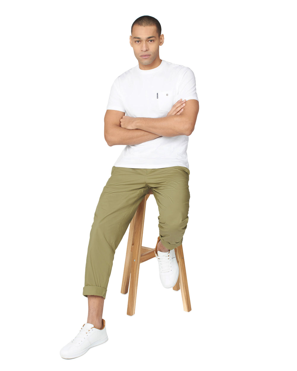 Ben Sherman Poplin Relaxed-Taper Pleated Pants Olive | 691457-BID