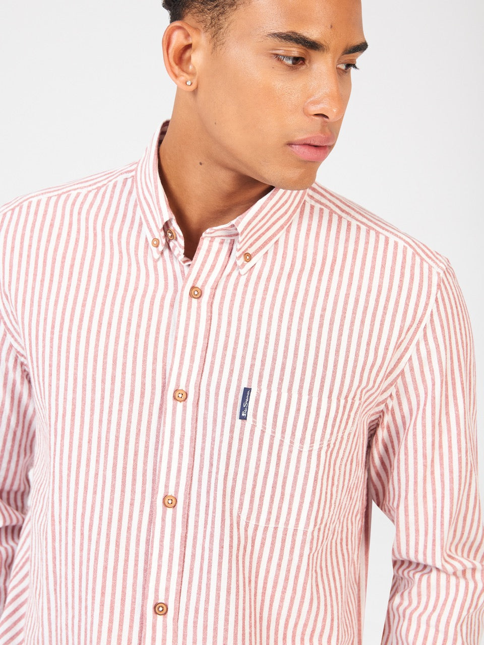 Ben Sherman Recycled Cotton Oxford Stripe Shirts Orange | 985360-BIS