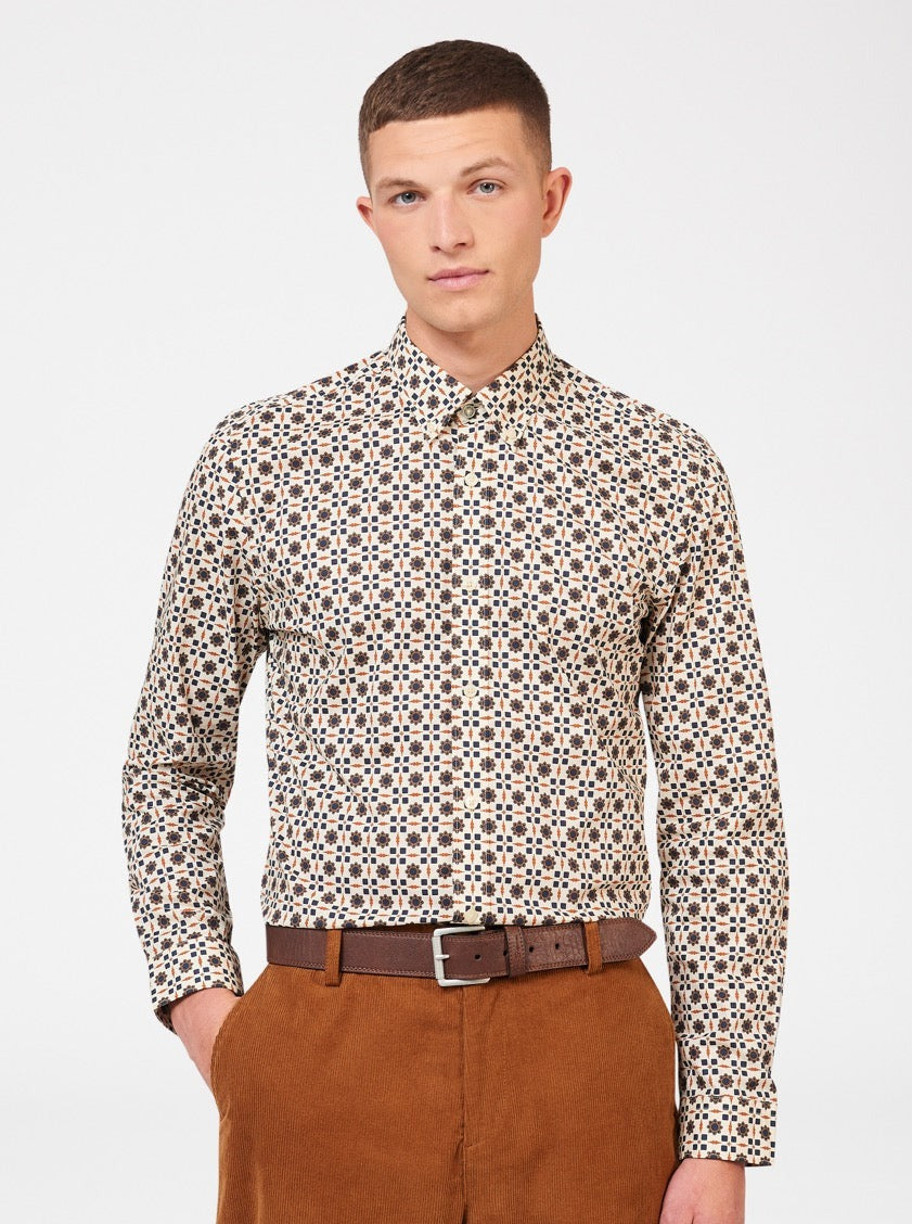 Ben Sherman Retro Foulard Print Slim Fit Shirts Brown | 586297-CIX