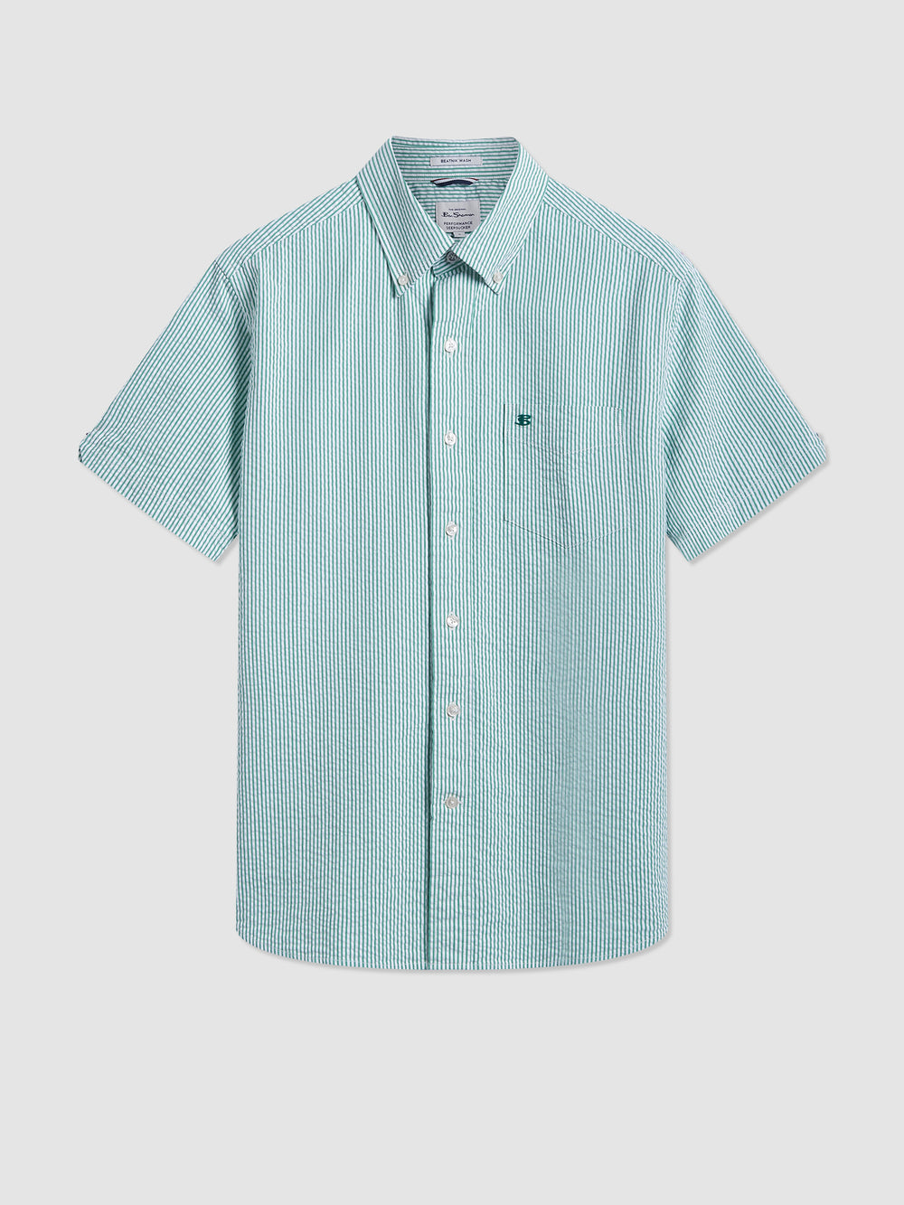 Ben Sherman Seersucker Bengal Stripe Shirts Green | 531784-NGV