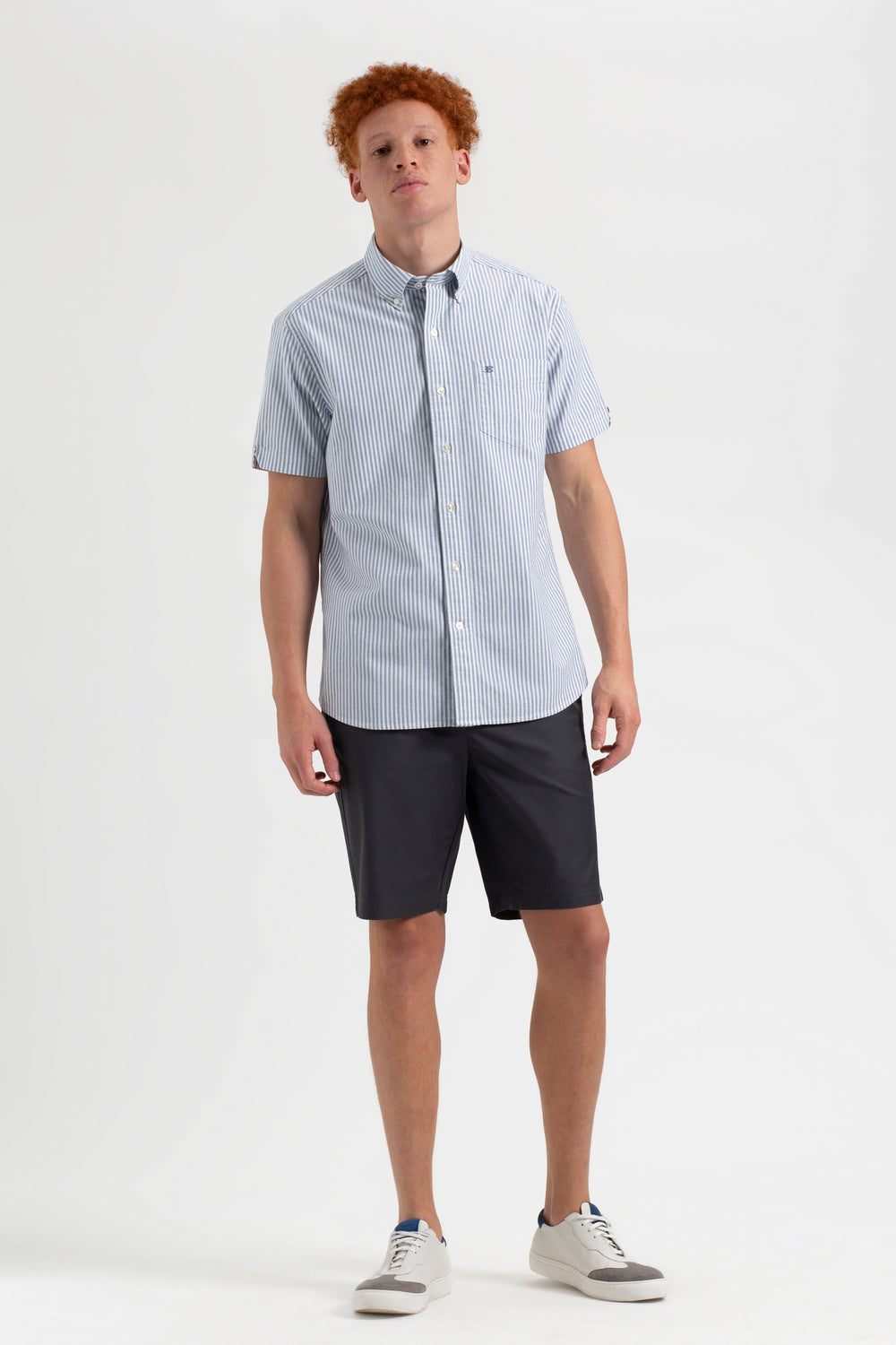 Ben Sherman Short Sleeve Brighton Oxford Organic Bengal Stripe Shirts Indigo Stripes | 180563-VGP