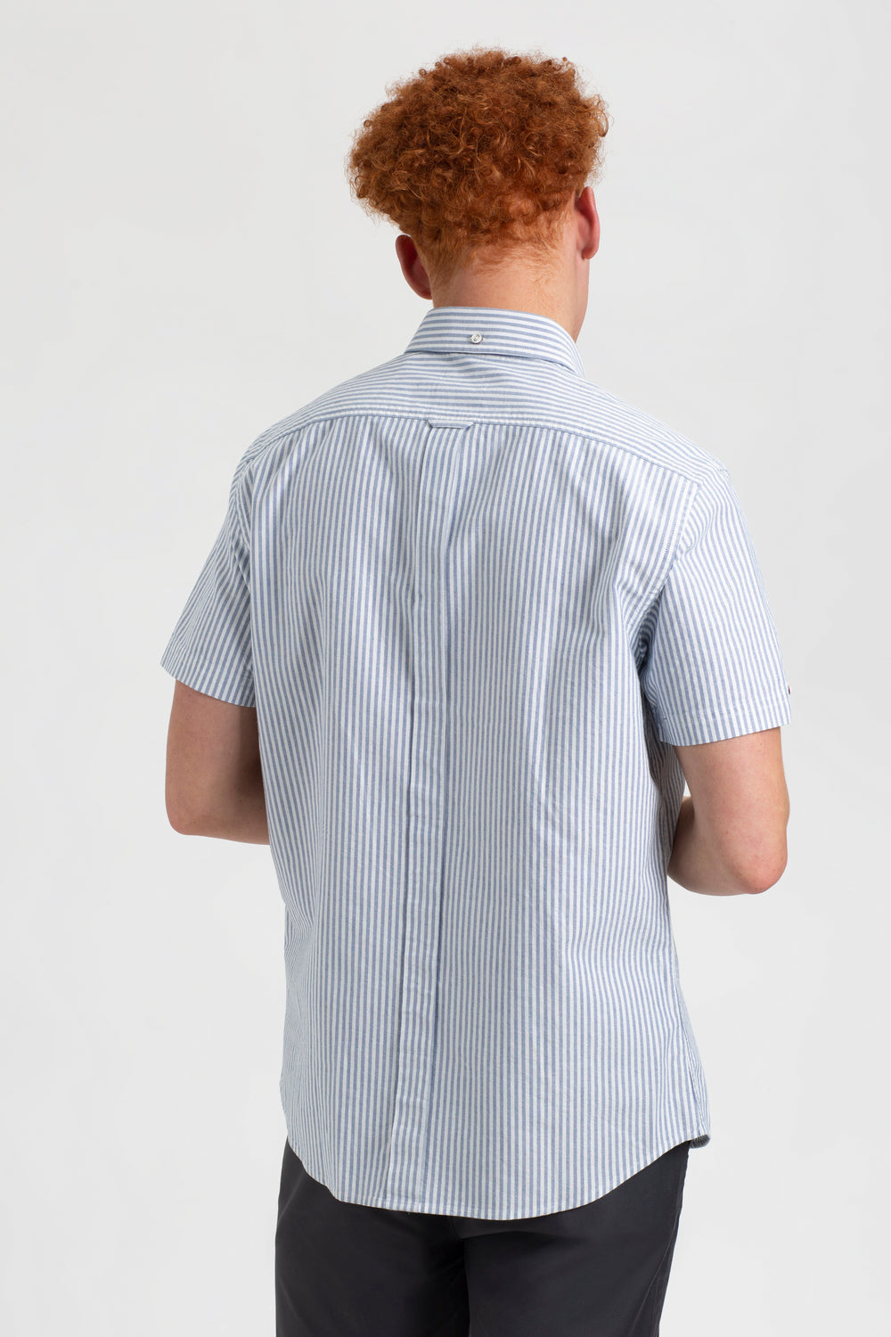 Ben Sherman Short Sleeve Brighton Oxford Organic Bengal Stripe Shirts Indigo Stripes | 180563-VGP