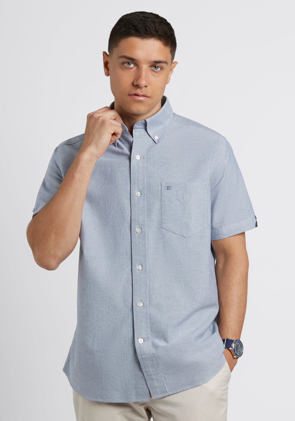 Ben Sherman Short Sleeve Brighton Oxford Organic Shirts Navy | 034916-EDN