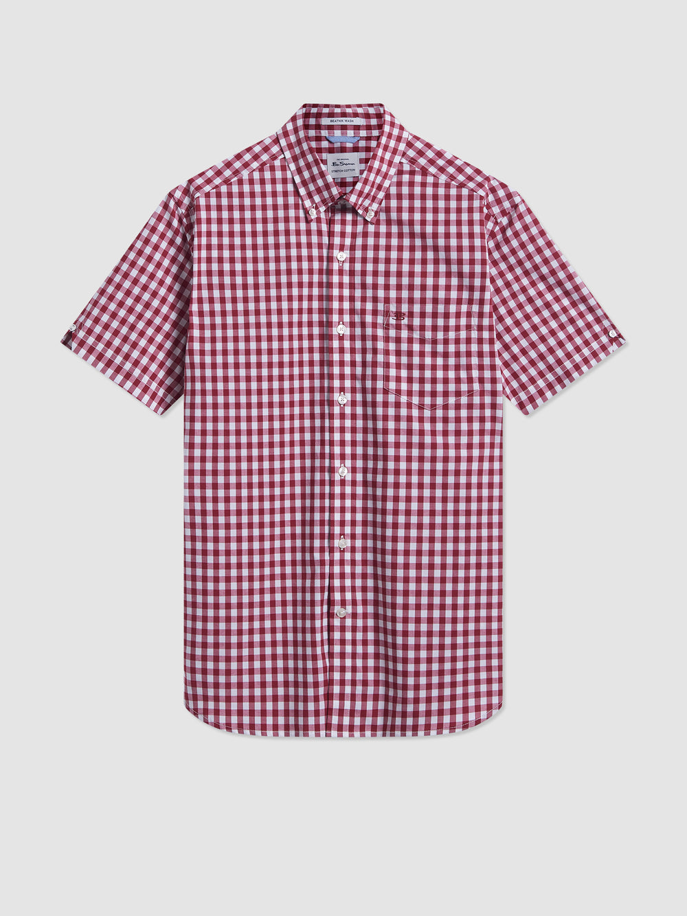 Ben Sherman Short Sleeve House Poplin Gingham Shirts Burgundy | 403985-ELX