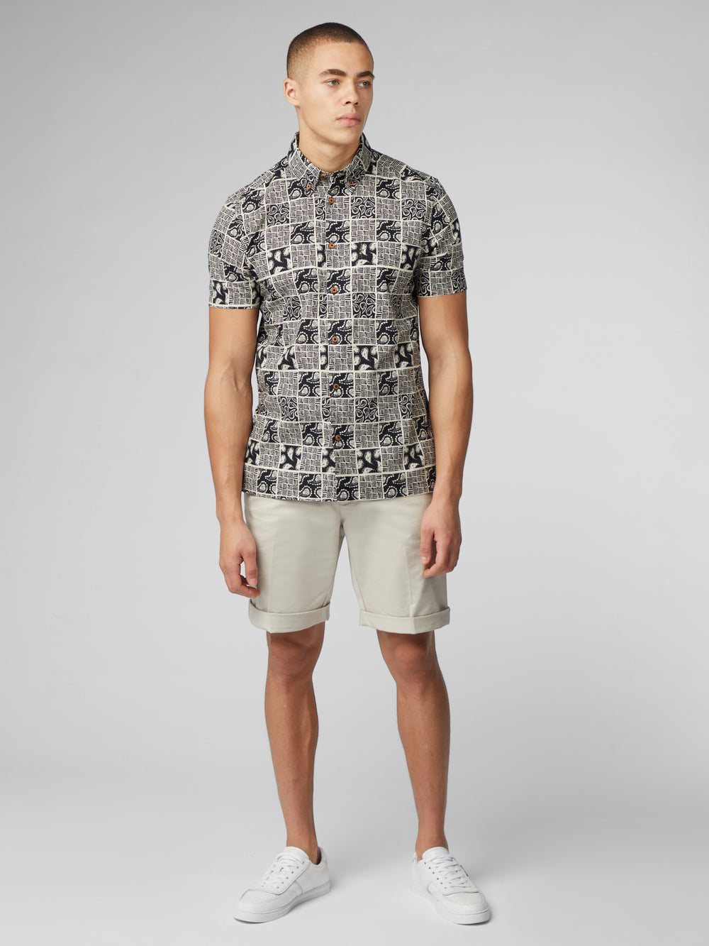 Ben Sherman Signature Checkerboard Paisley Print Shirts Black | 980253-VKN