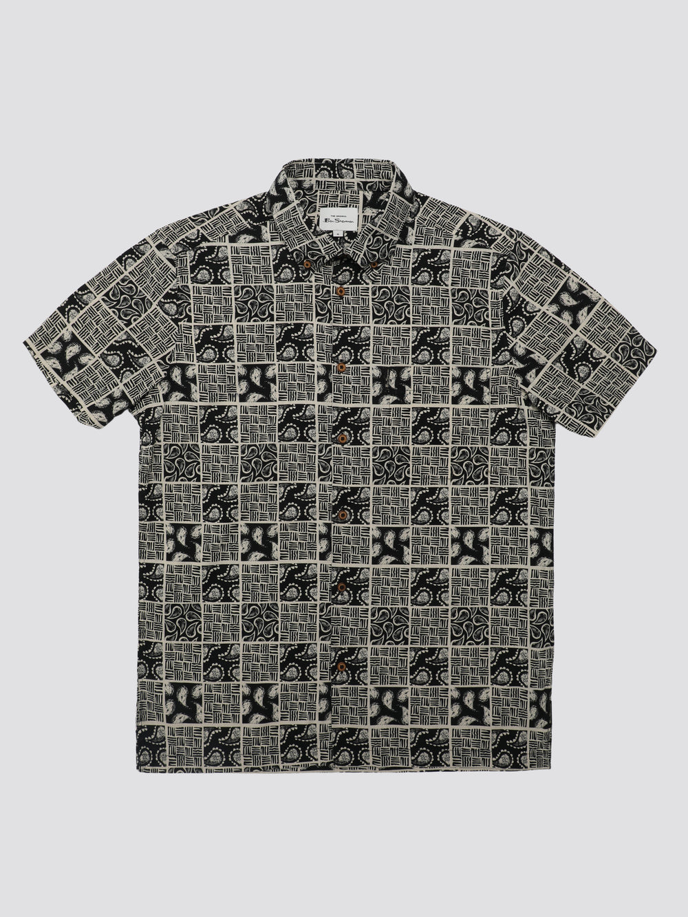 Ben Sherman Signature Checkerboard Paisley Print Shirts Black | 980253-VKN